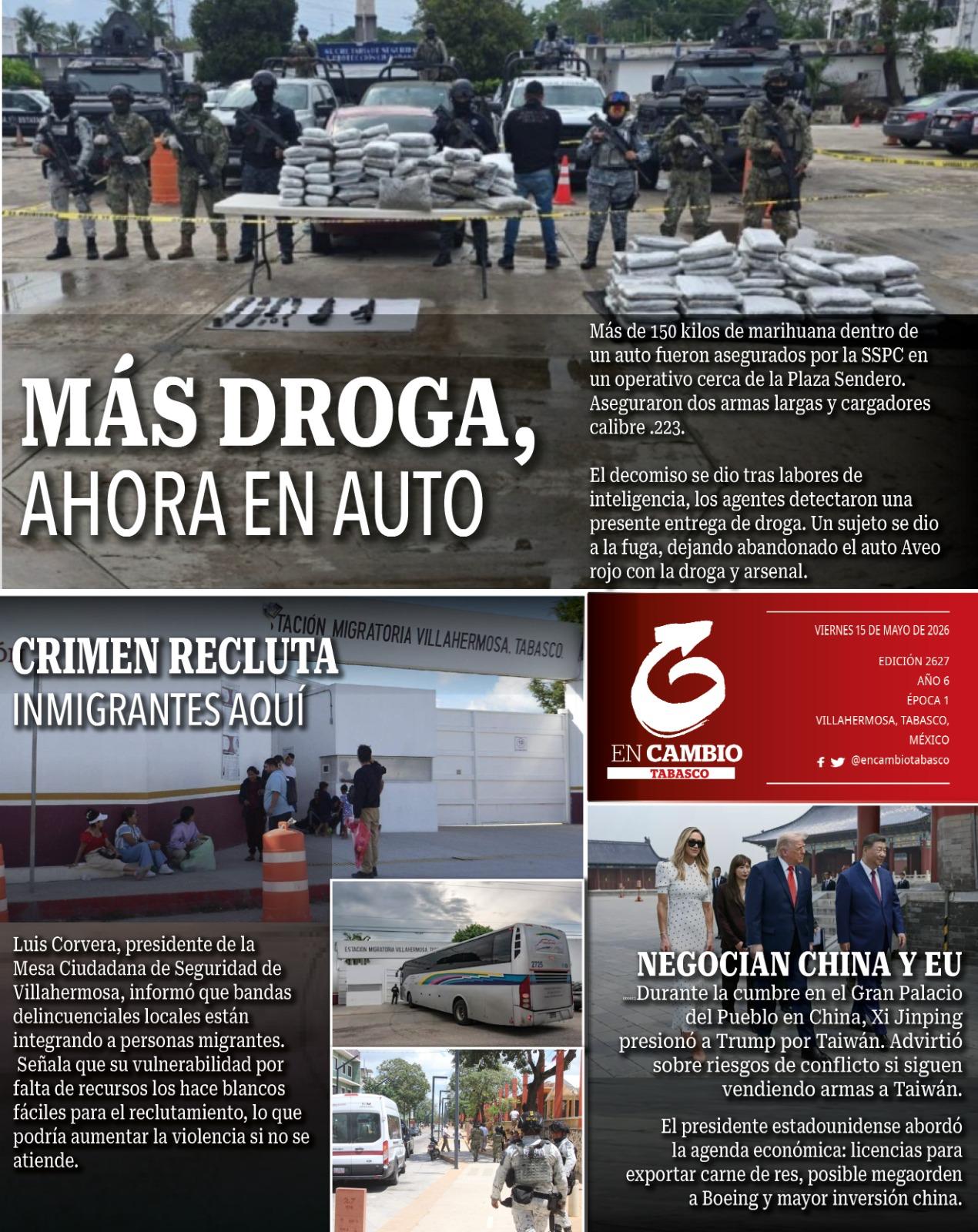 contra portada en cambio diario de tabasco 15 mayo 2026