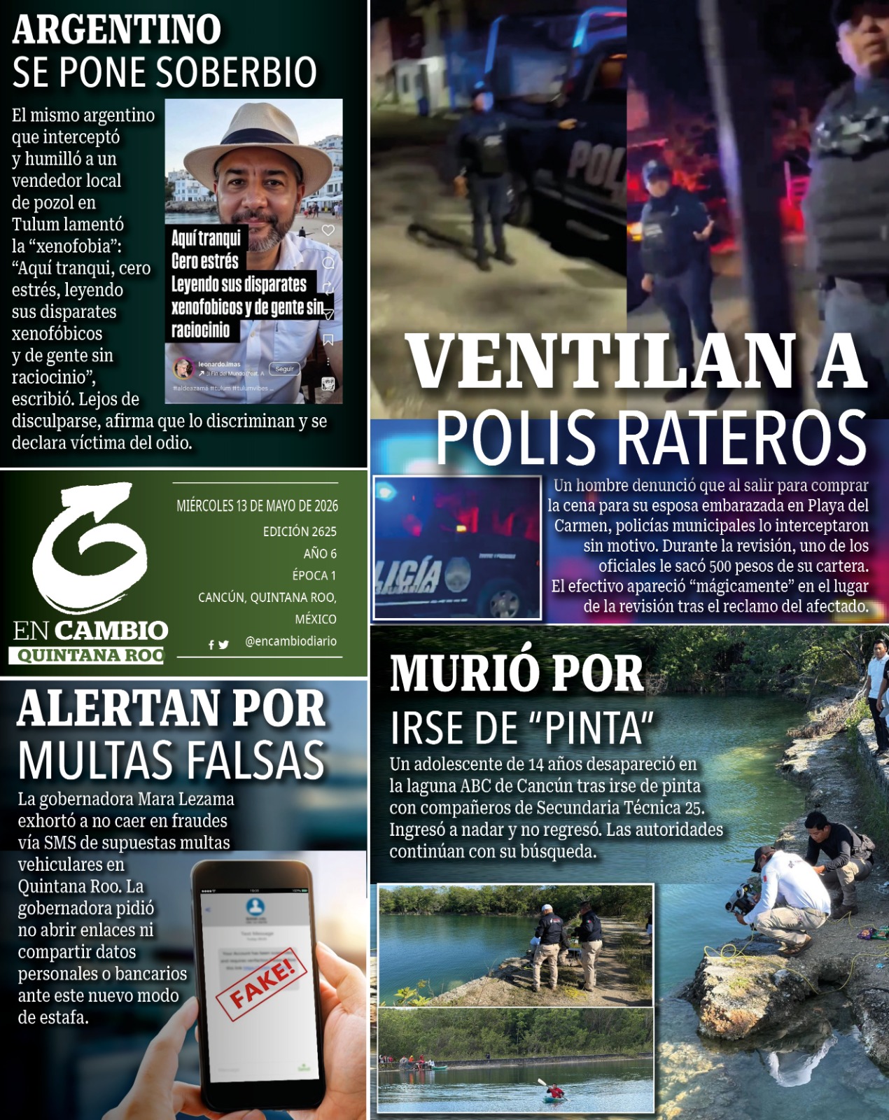 contra portada en cambio diario qroo 13 mayo 2026