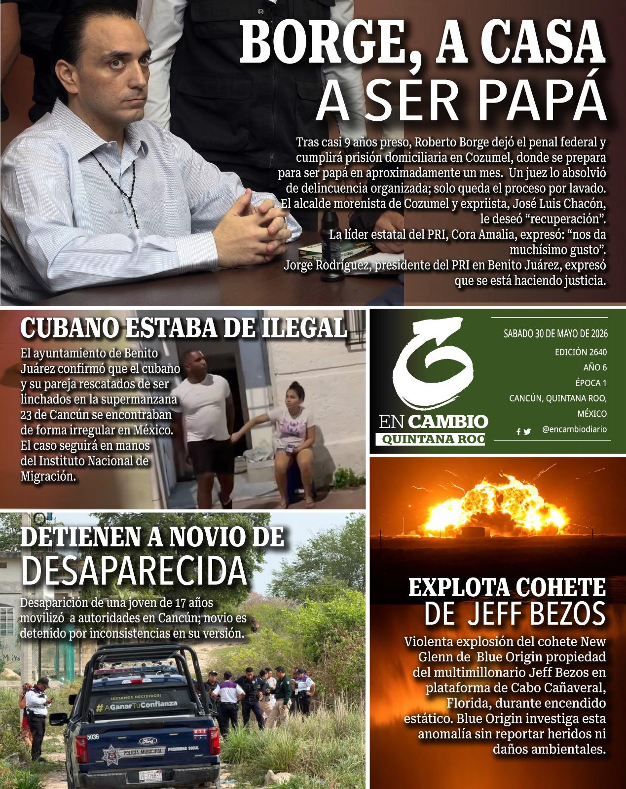 contra portada en cambio diario qroo 30 mayo 2026
