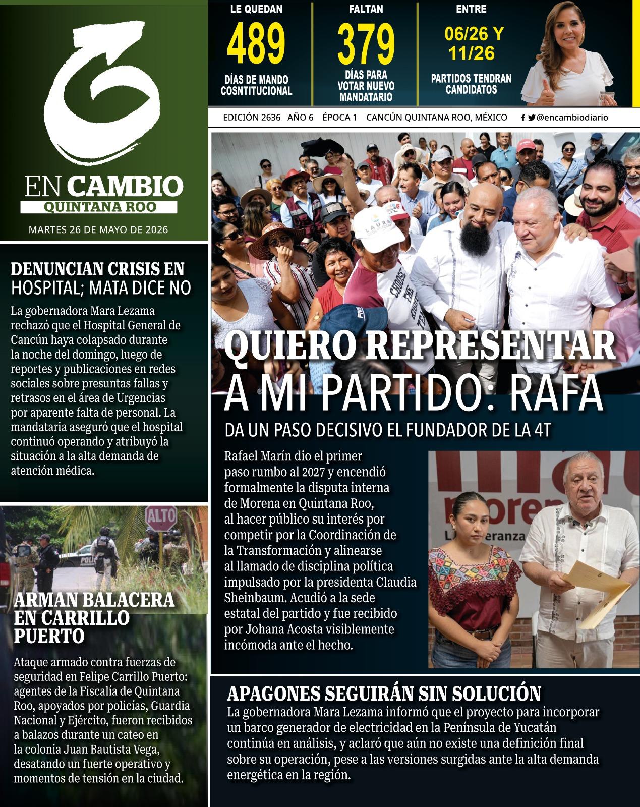 en cambio diario qroo 26 mayo 2026 portada en cambio diario qroo 26 mayo 2026