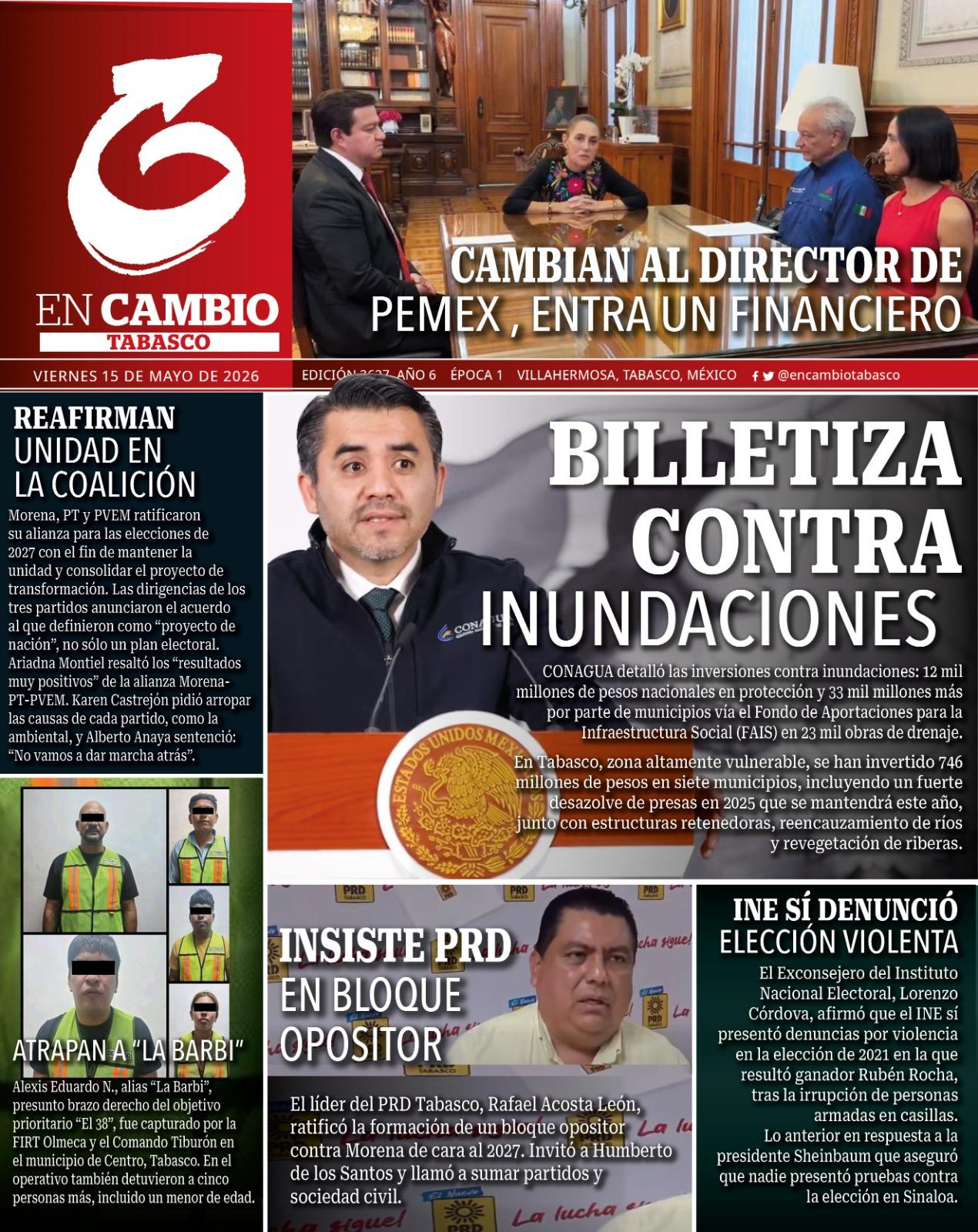 portada en cambio diario de tabasco 15 mayo 2026