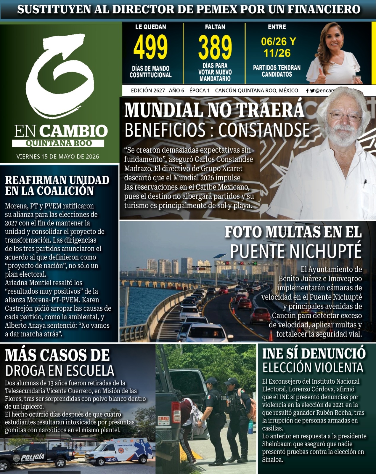 portada en cambio diario qroo 15 mayo 2026