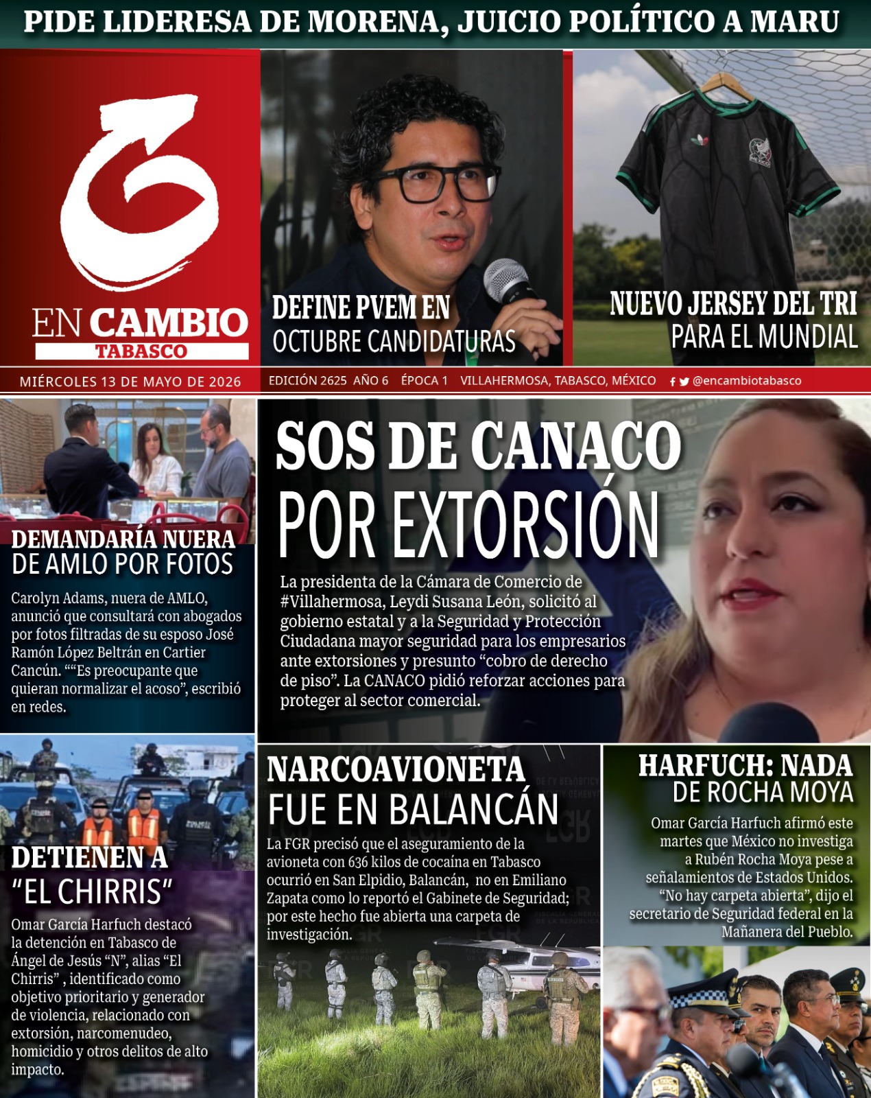 portada en cambio diario tabasco 13 mayo 2026