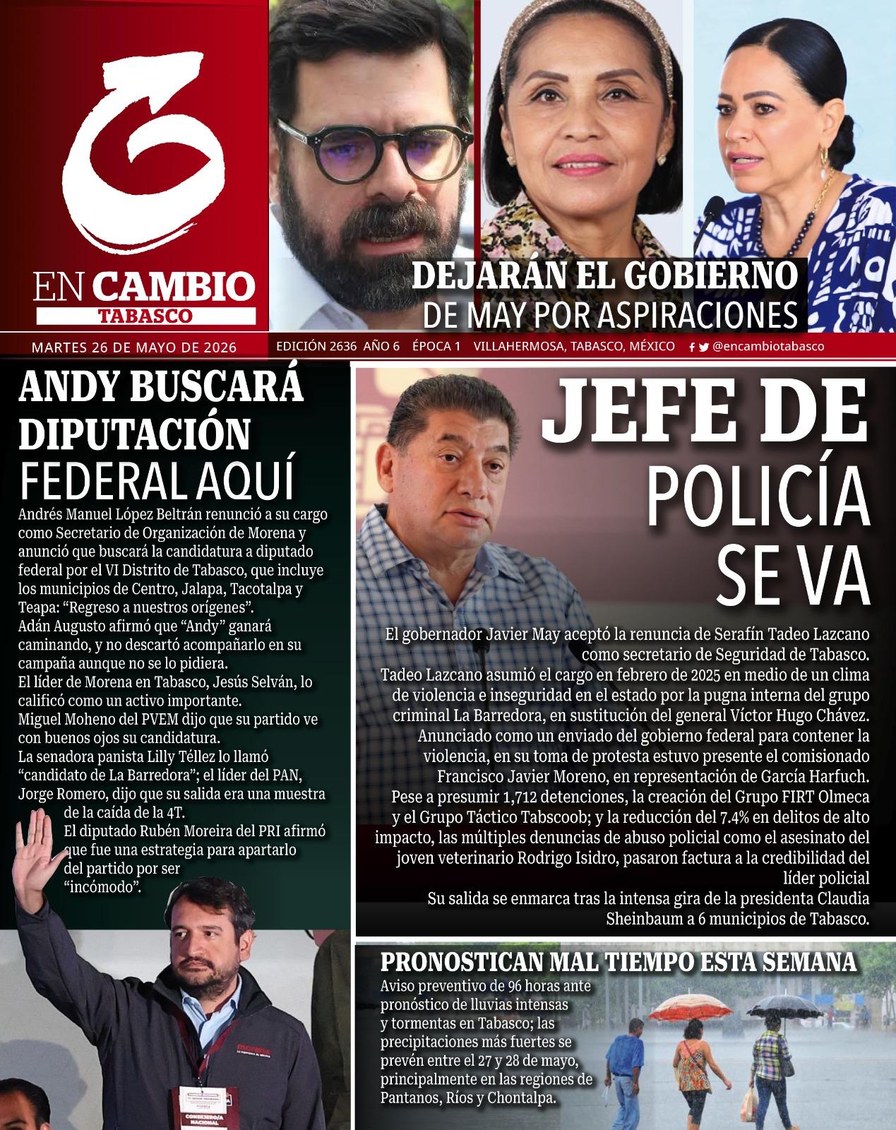 portada en cambio diario tabasco 26 mayo 2026 portada en cambio diario tabasco 26 mayo 2026