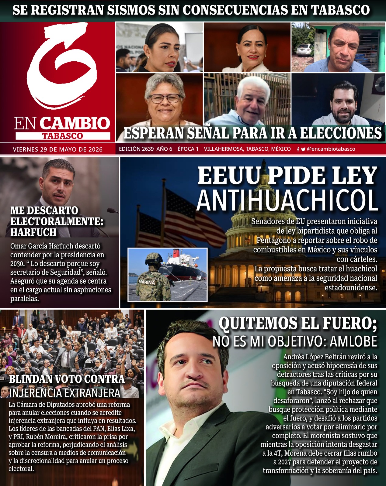 portada en cambio diario tabasco 29 mayo 2026 portada en cambio diario tabasco 29 mayo 2026