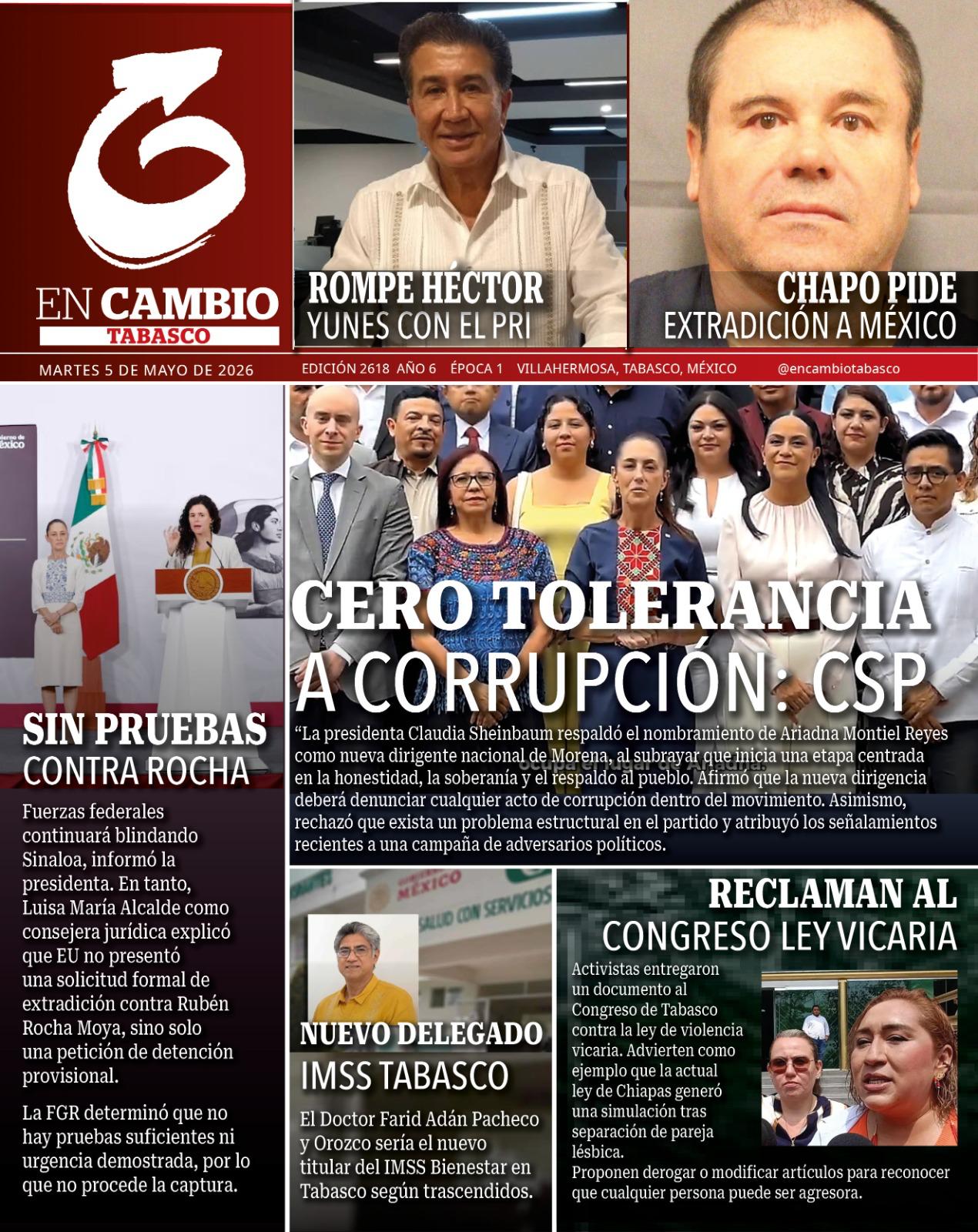 Portada en cambio tabasco 5 mayo 2026
