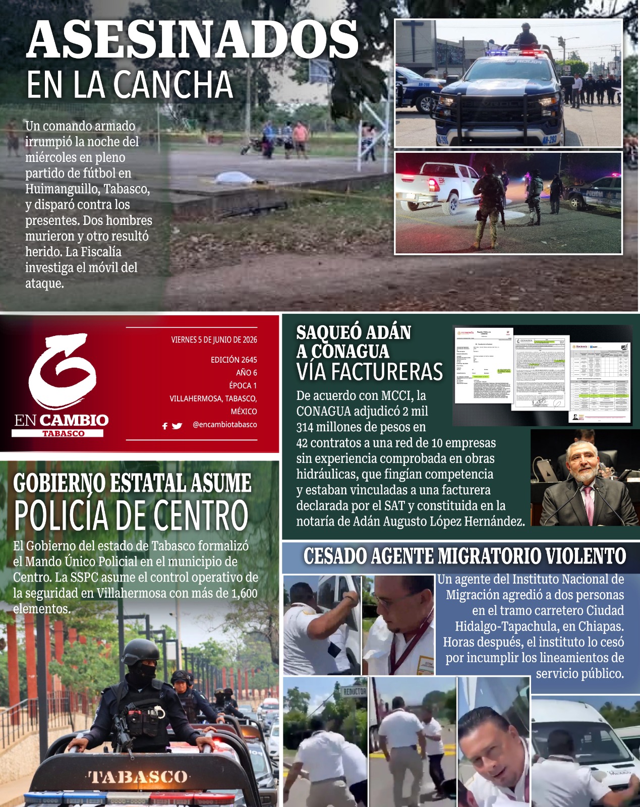 contra Portada en cambio tabasco 5 junio 2026