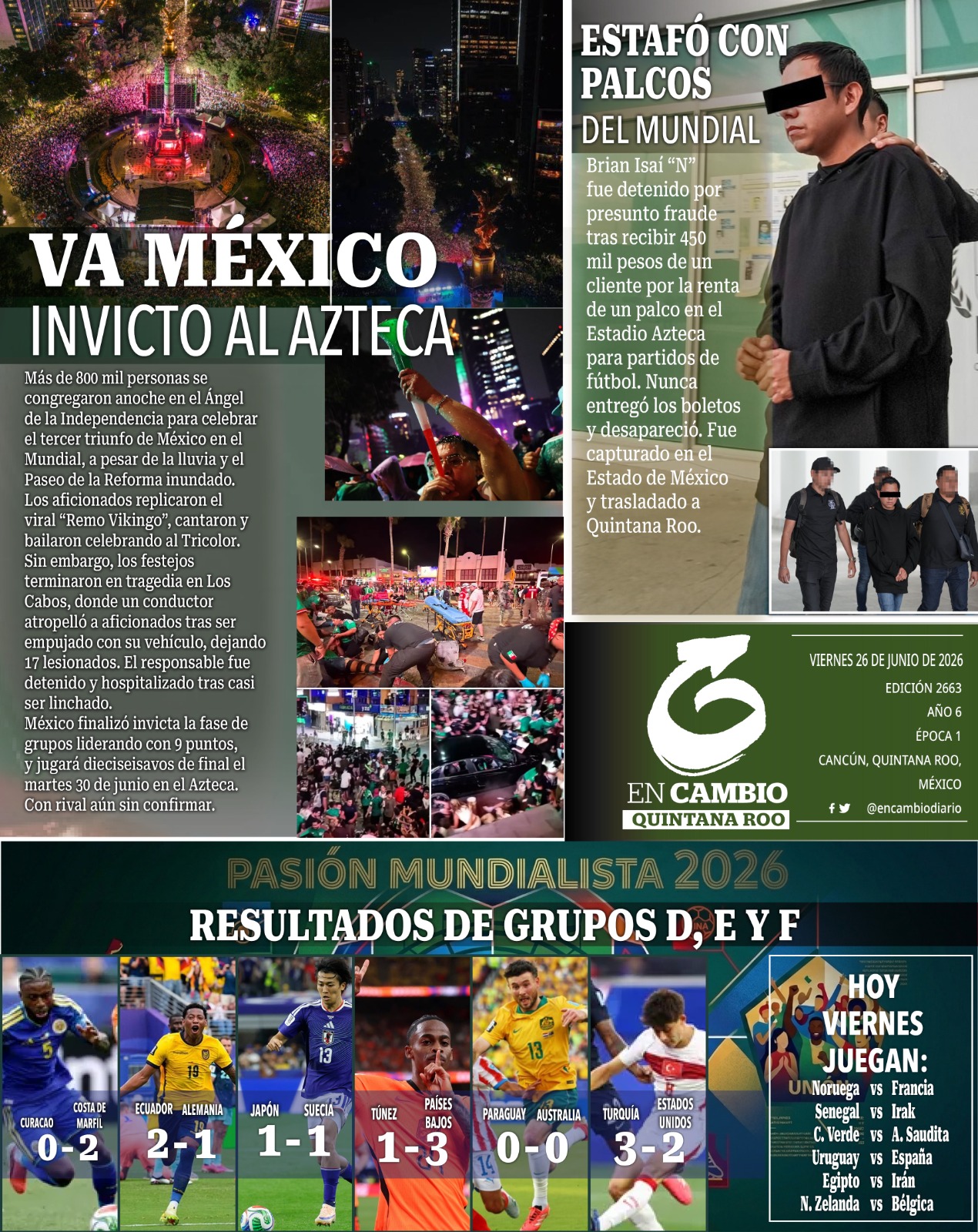 contra portada en cambio de quintana roo 26 jun 2026