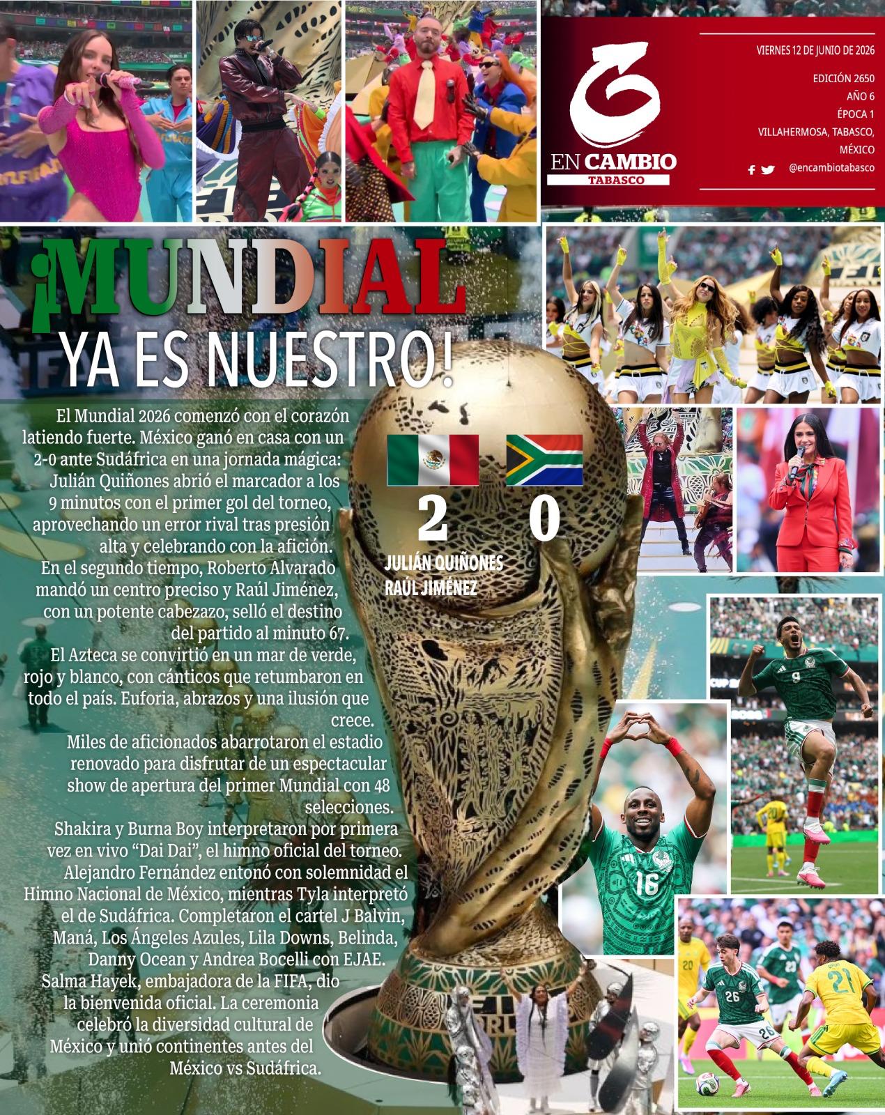 contra portada en cambio diario tabasco 12 junio 2026. contra portada en cambio diario tabasco 12 junio 2026.
