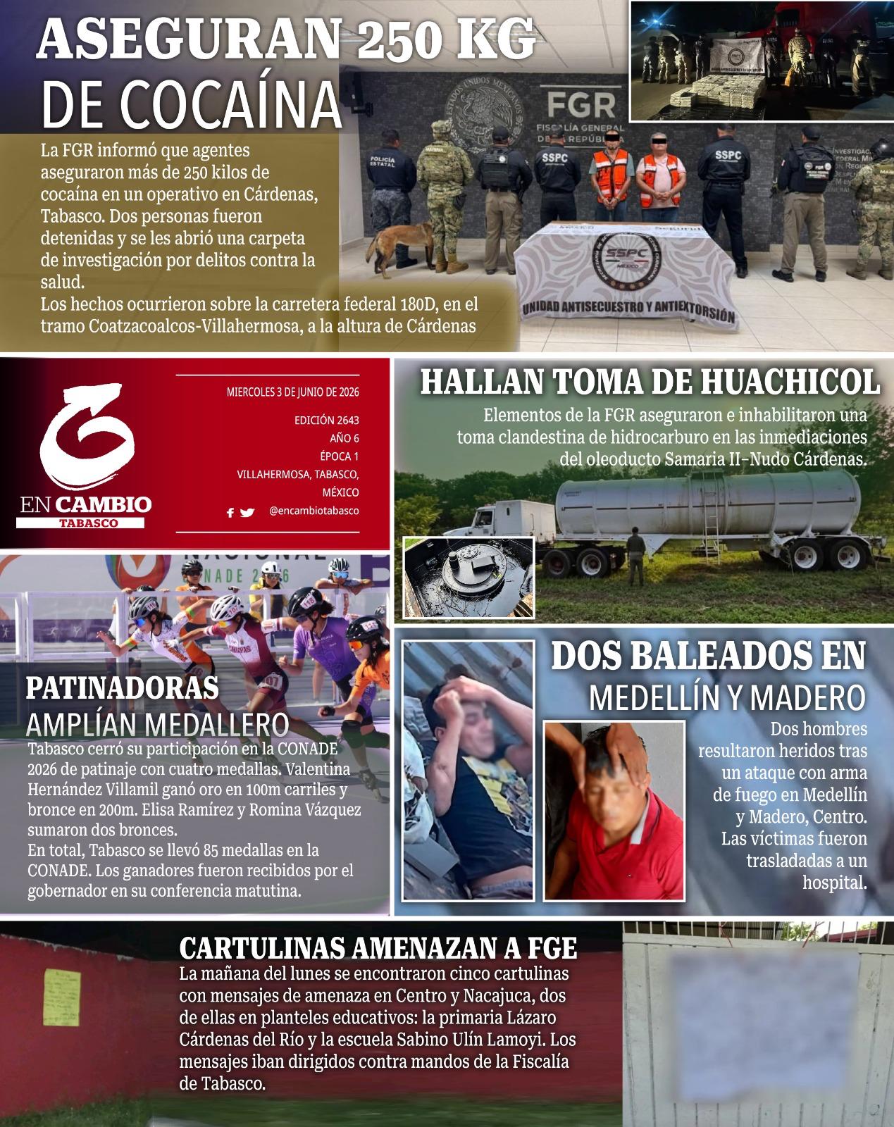 contra portada en cambio diario tabasco 3 de junio 2026 contra portada en cambio diario tabasco 3 de junio 2026