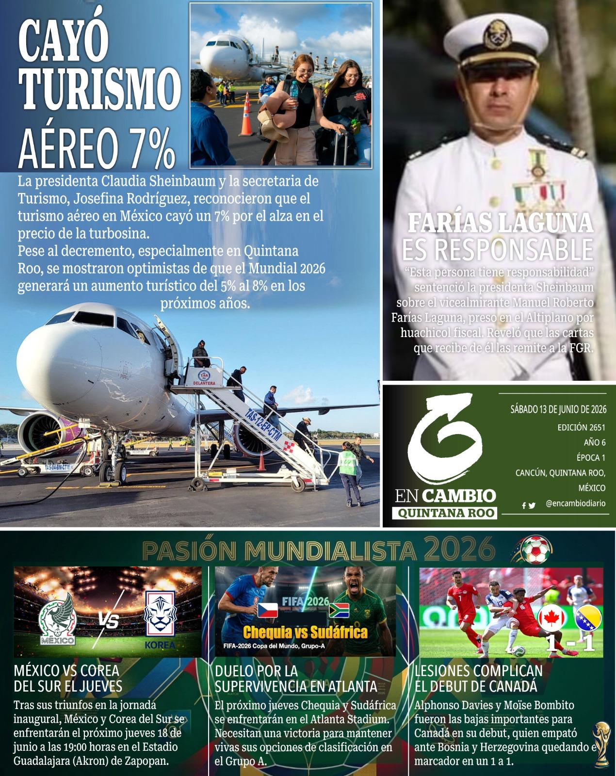 contra portada en cambio qroo 13 junio 2026