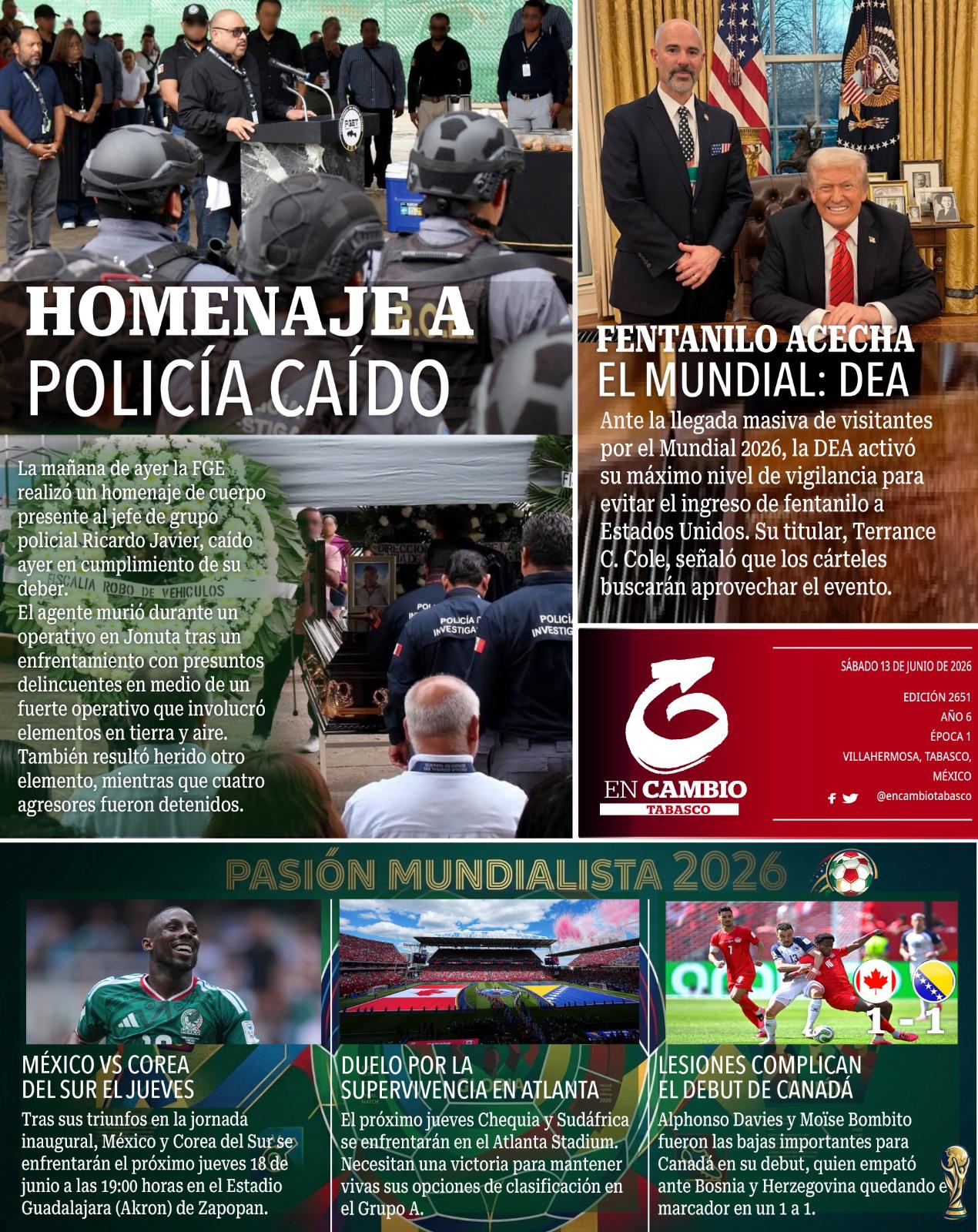 contra portada en cambio tabasco 13 junio 2026