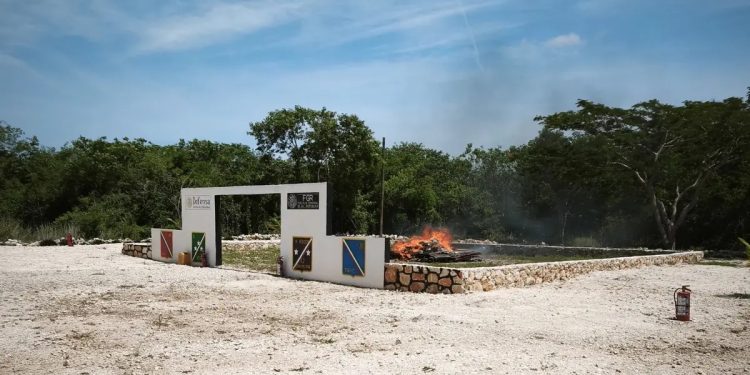 Destrucción de droga en Yucatán realizada por la FGR y la Defensa en instalaciones militares.
