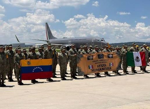 ayuda humanitaria de México a Venezuela tras terremotos con equipo de rescate y Fuerza Aérea Mexicana