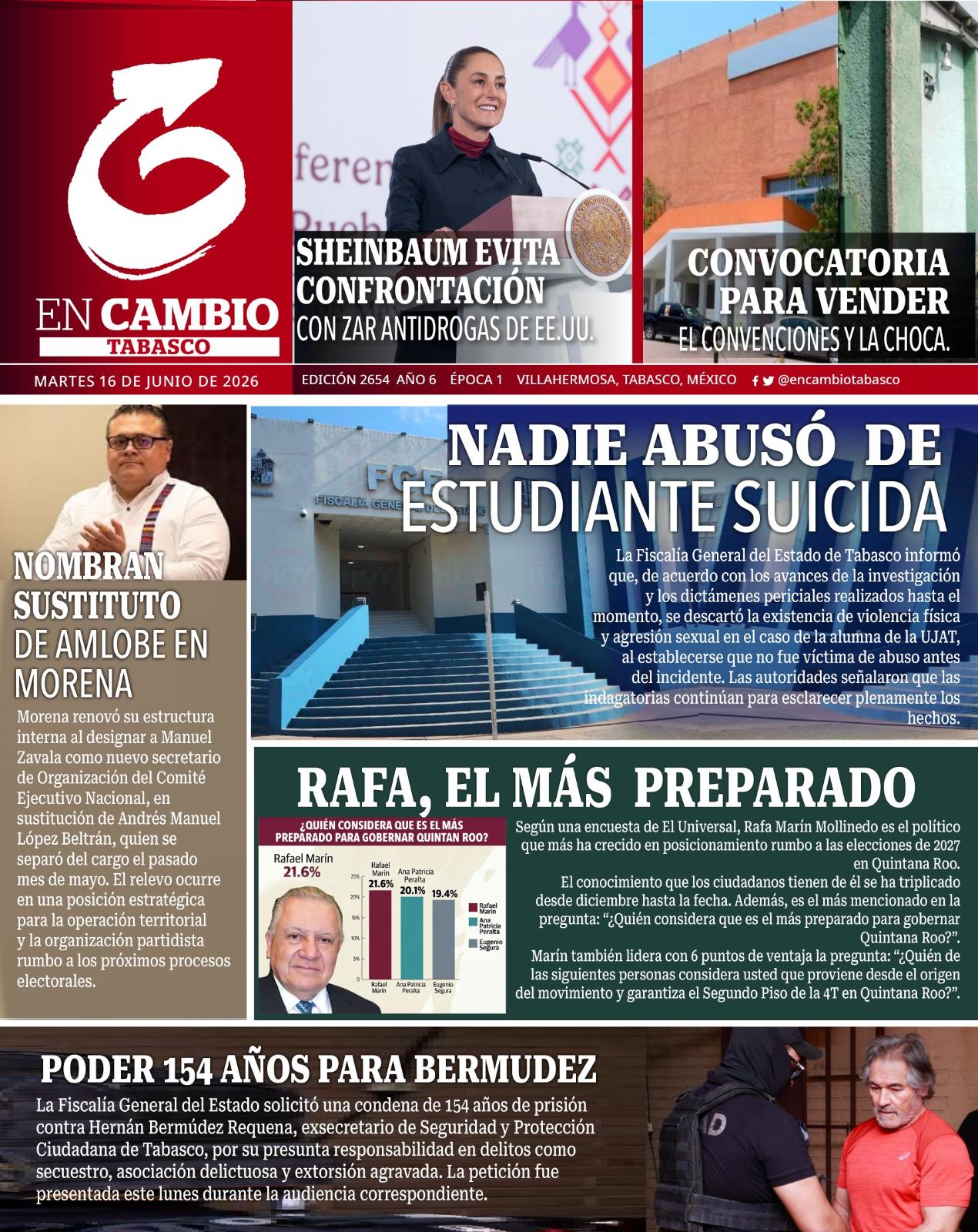 portada en cambio de tabasco 16 junio 2026 portada en cambio de tabasco 16 junio 2026