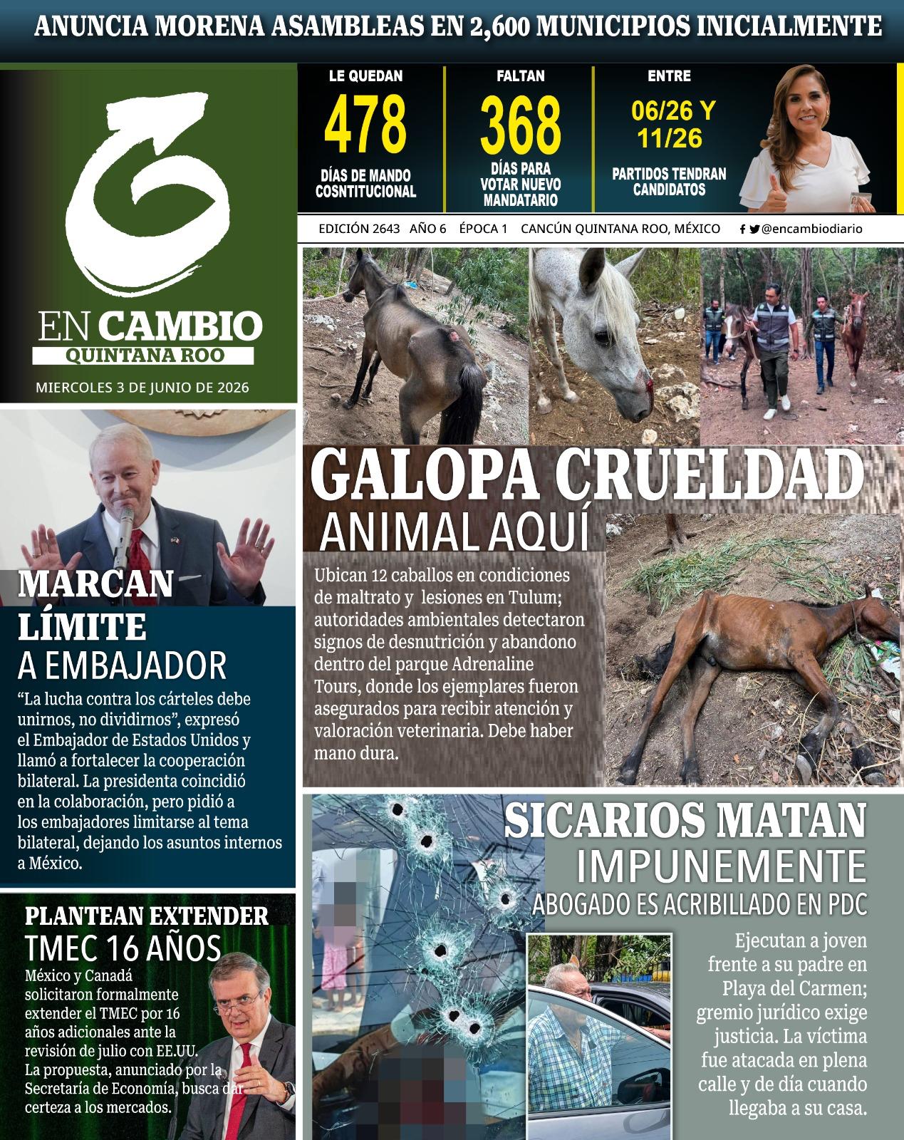 portada en cambio diario qroo 3 de junio 2026 portada en cambio diario qroo 3 de junio 2026