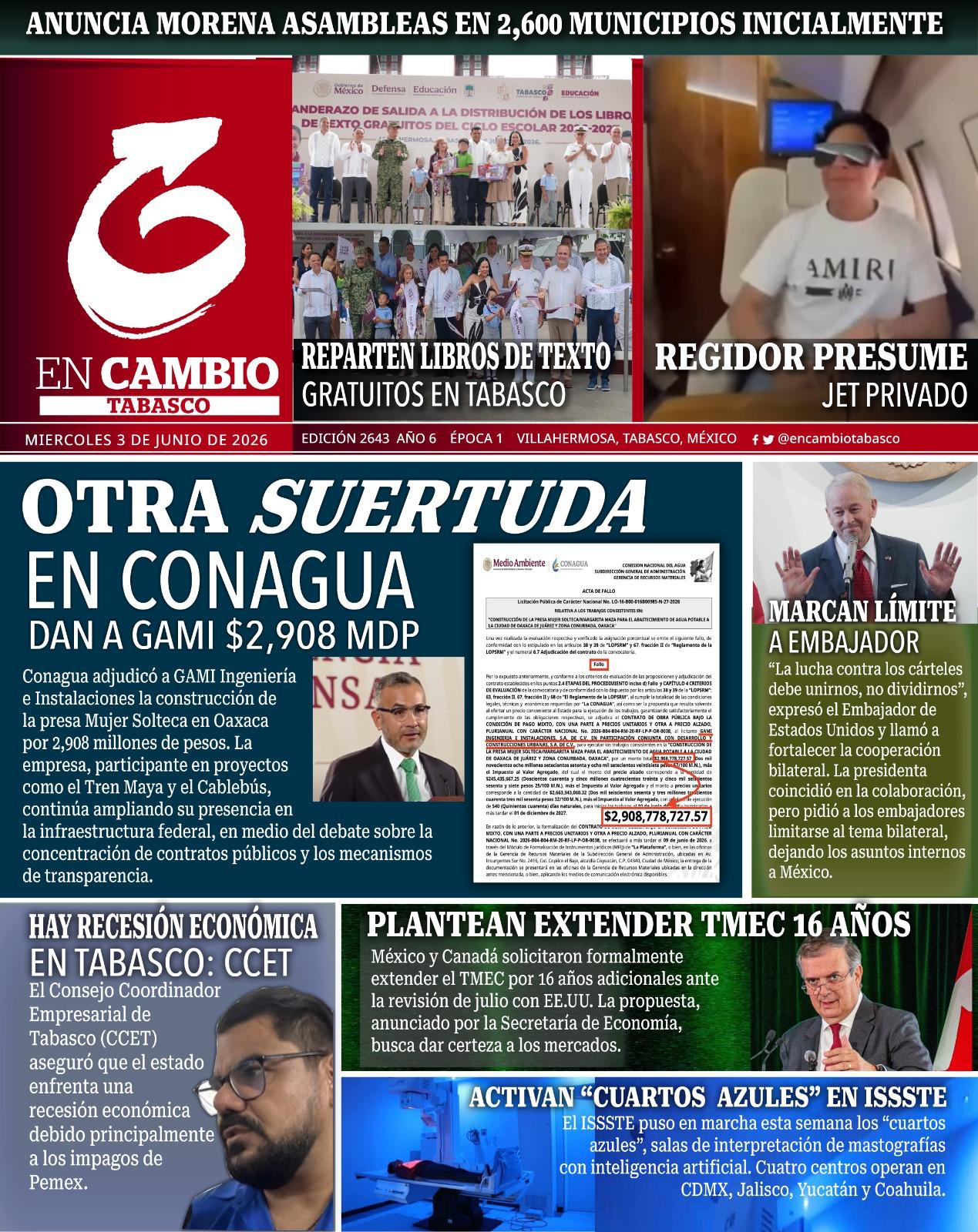 portada en cambio diario tabasco 3 de junio 2026 portada en cambio diario tabasco 3 de junio 2026