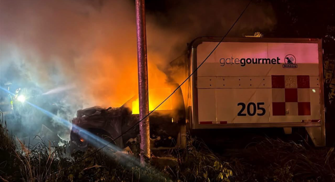Choque e incendio en Cancun