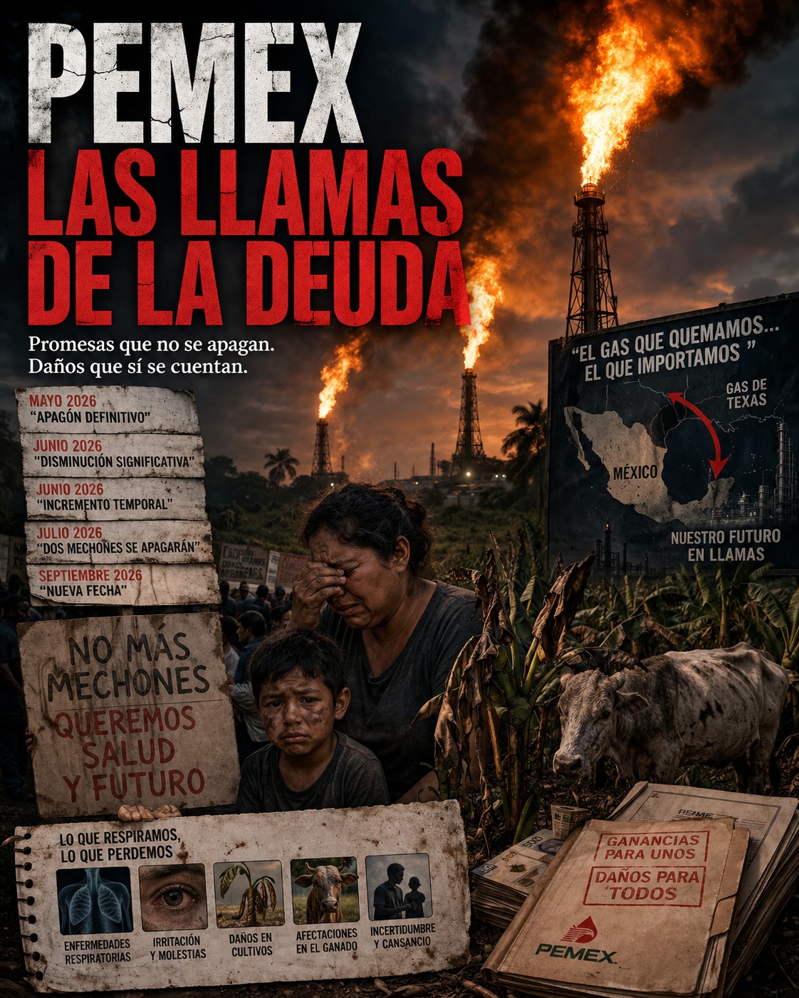 Mechones de Pemex en Tabasco