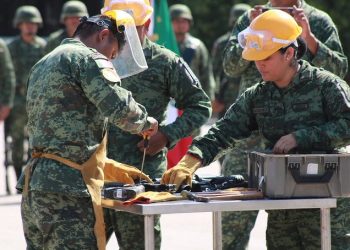 Módulo de la jornada de desarme voluntario instalado en el sur de Quintana Roo para recibir armas de manera anónima.