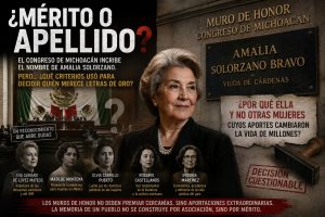 Muro de Honor del Congreso de Michoacán donde fue inscrito el nombre de Amalia Solórzano.