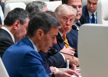 Donald Trump durante declaraciones tras la cumbre de la OTAN, donde habló sobre España y el gasto en defensa.