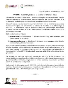 Cofepris analizó 43 muestras de frutas, verduras y agua tomadas en 16 hoteles de la Riviera Maya.