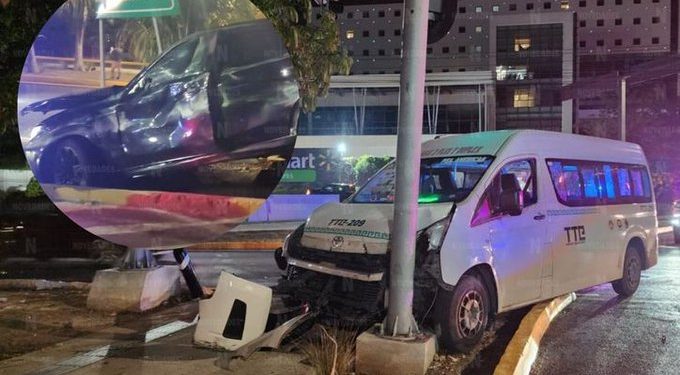 Choque entre BMW X6M y combi frente a Plaza Las Américas