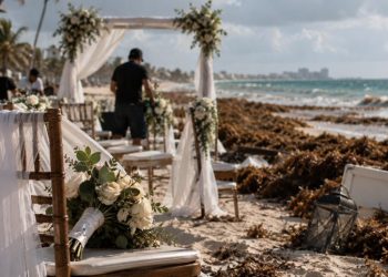 Sargazo afecta bodas y genera pérdidas para hoteles, floristas y fotógrafos en Quintana Roo
