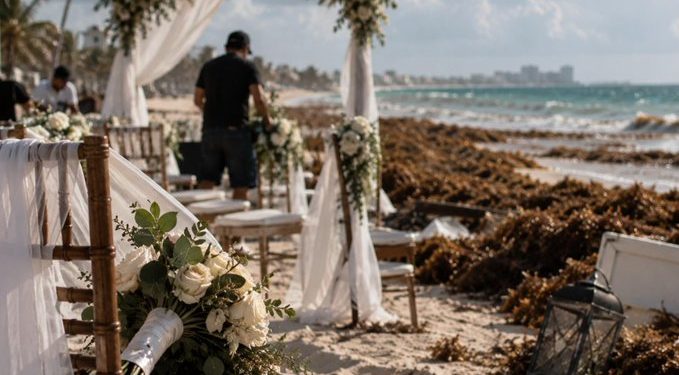 Sargazo afecta bodas y genera pérdidas para hoteles, floristas y fotógrafos en Quintana Roo