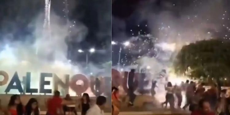 Pirotecnia se sale de control durante el Grito de Independencia en Palenque y deja cuatro lesionados